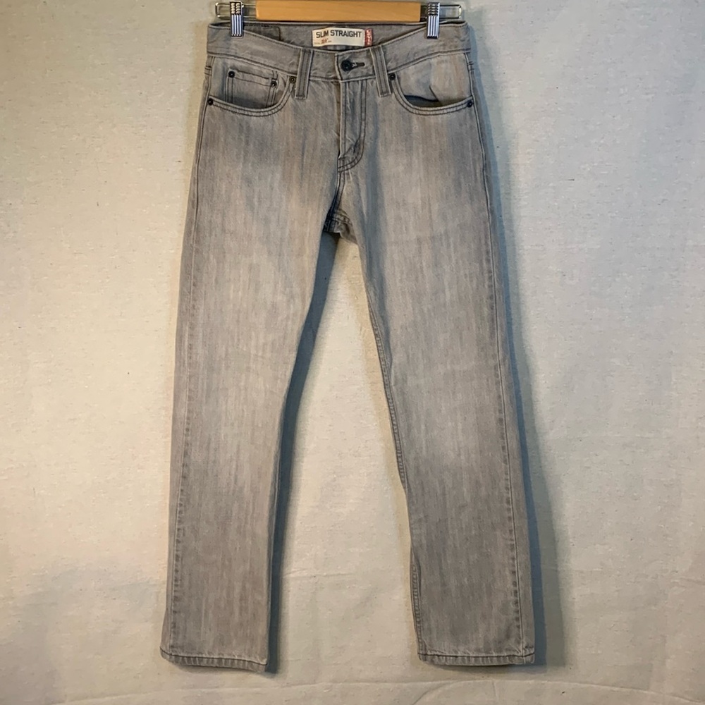 Levis 514 Womens Slim Straight Leg Jeans 28 x 30 Gray Cotton Denim